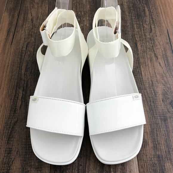 UGG Platform Sandal Ankle Wrap Square Toe Chunky Strappy Lennox Size 11 White - Picture 3 of 13